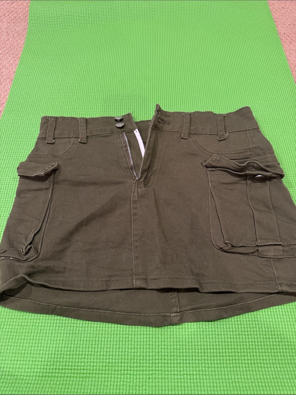 Amazon Olive Green Cargo Mini Skirt - Picture 2 of 5